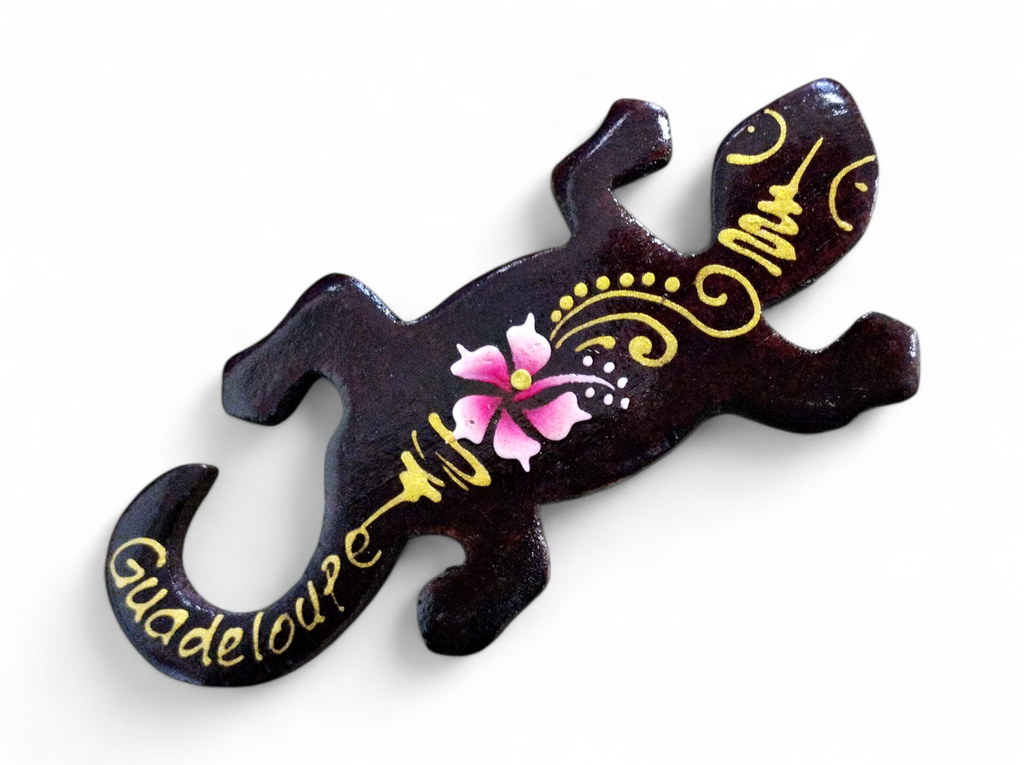 Magnet bois gecko peint