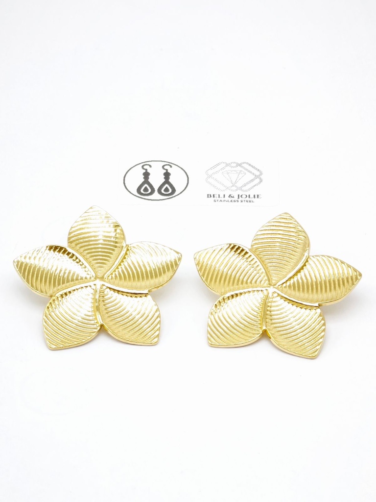 Boucle D'oreille inoxydable fleur striés