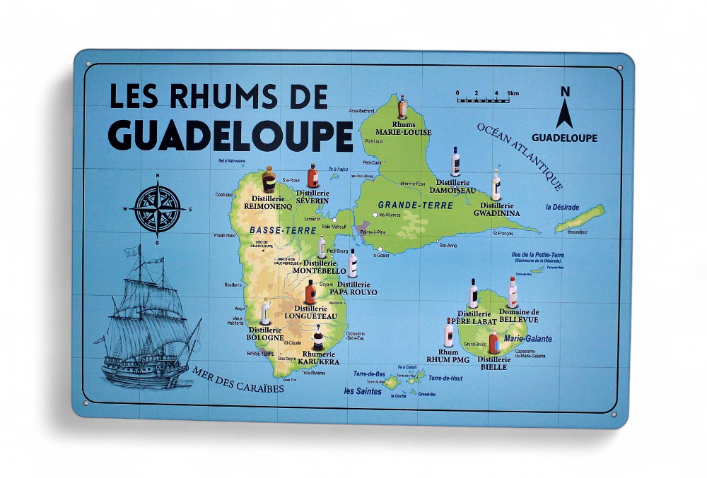 Affiche Métal 20X30 - Carte Rhums