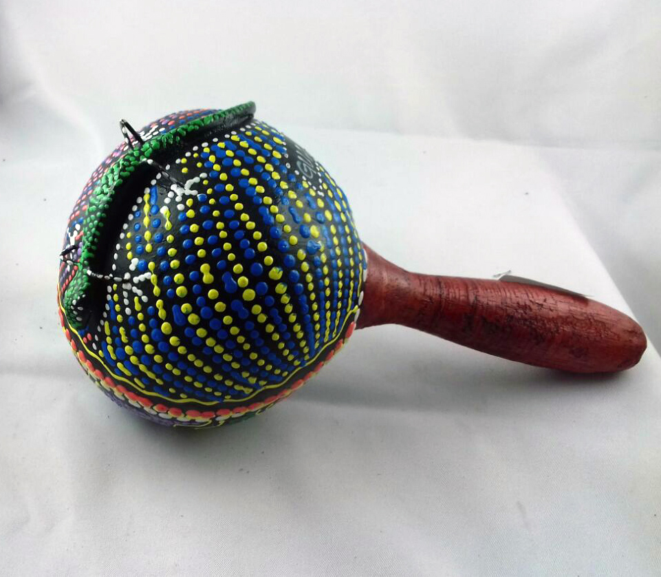 Maracas Coco Décor Aborigène Gecko 3D