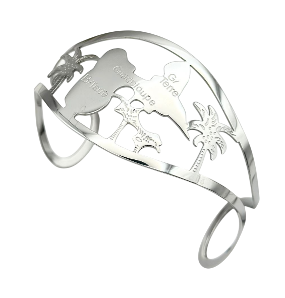 [23034] Bracelet Rigide Large Carte Couleur Argent