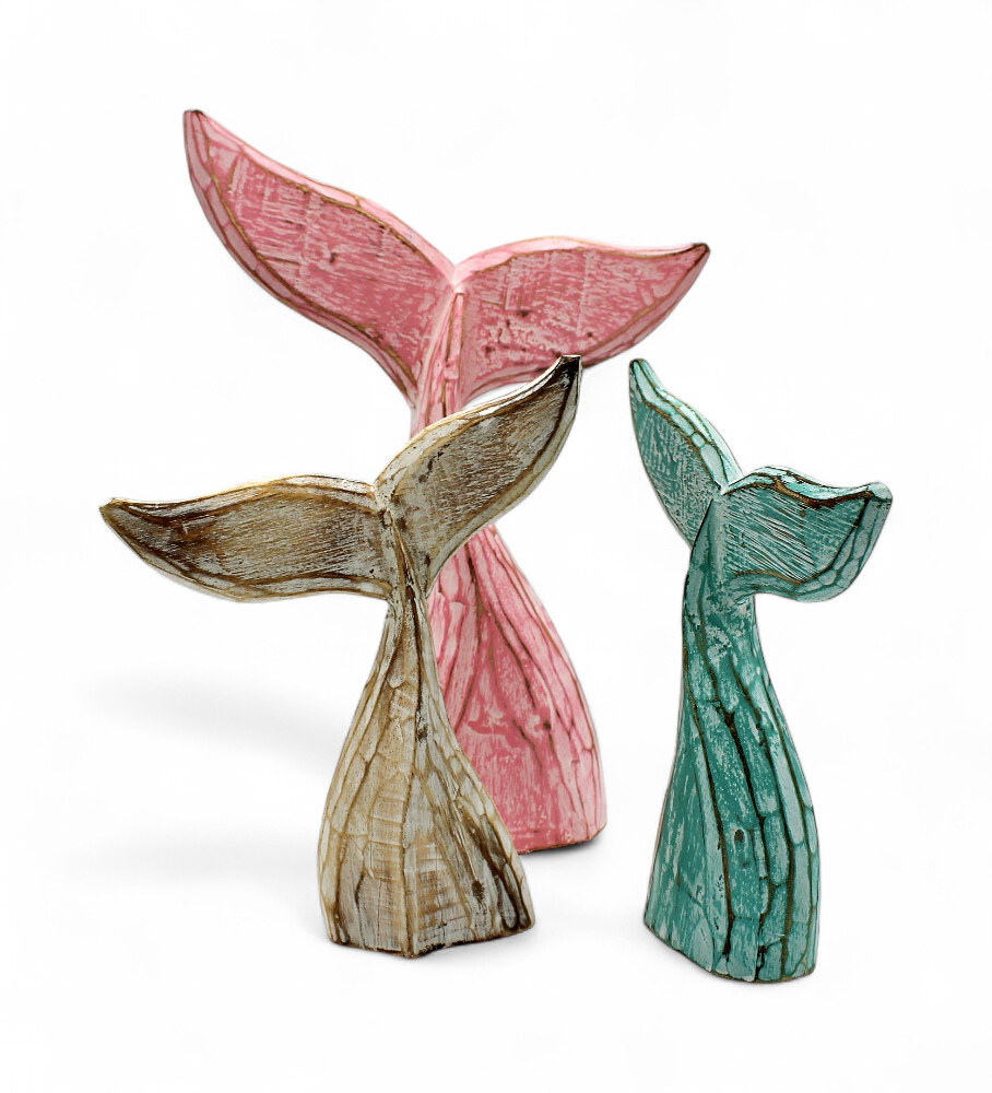 Set de 3 Scumptures Queu de Balaine 35cm 30 cm 25 cm