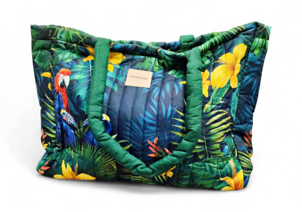 Sac Molletonné Perroquet et feuille tropical