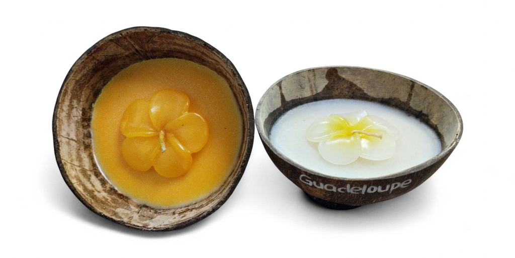 Bougie fleur coquille demi noix de coco