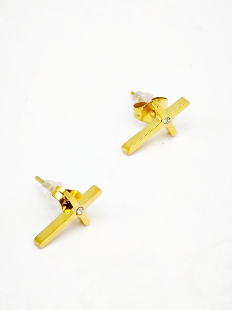 Boucle D'oreille inoxydable puce croix