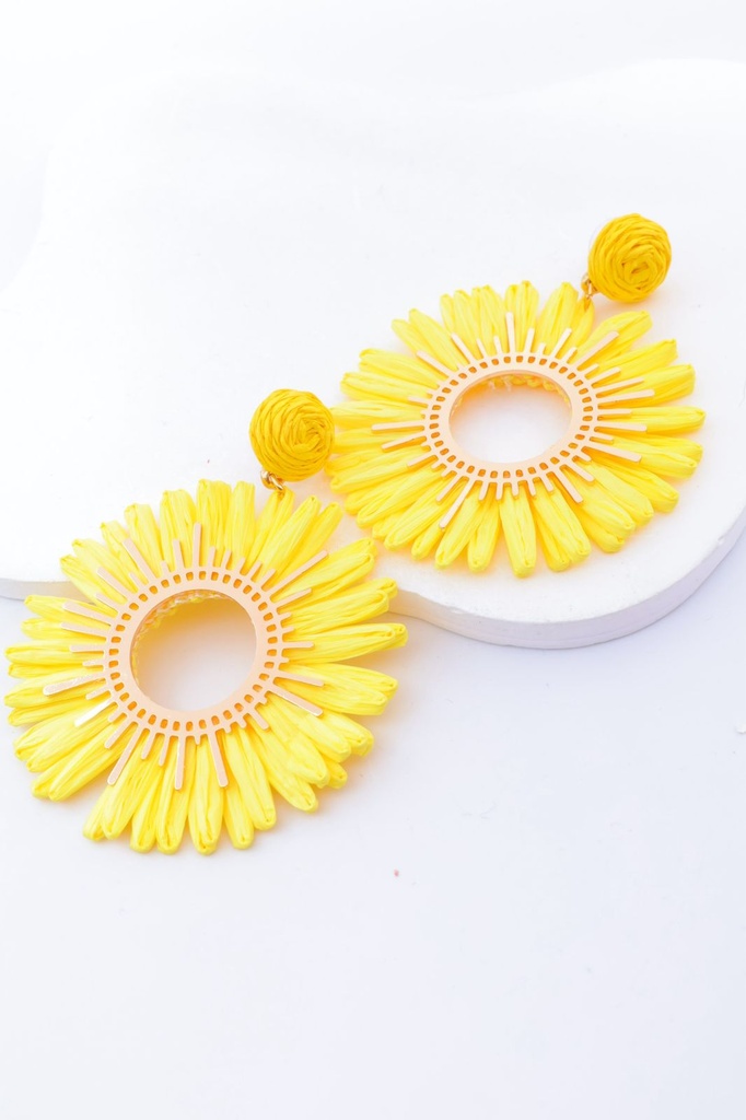 Boucle D'oreille inoxydable rotin fleur