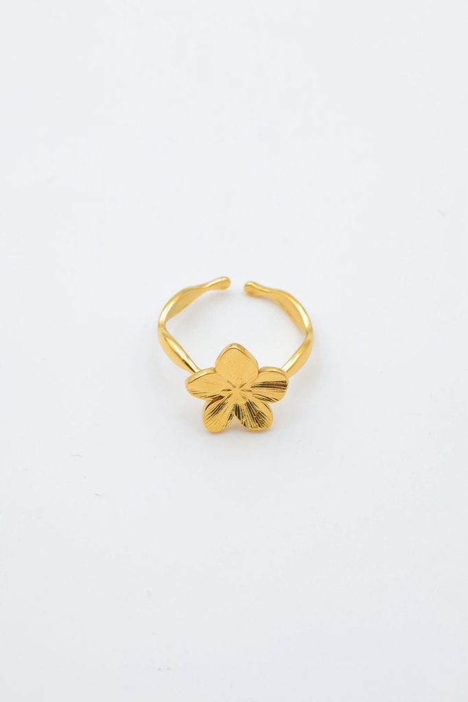 Bague inoxydable hibiscus pm