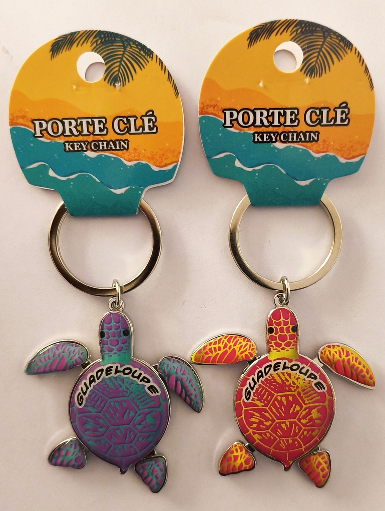 Porte-clé métal - Tortue, nageoires mobiles, mix couleurs