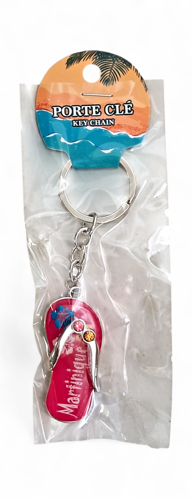 [16083] Porte-clé métal - tong pailleté mix couleurs