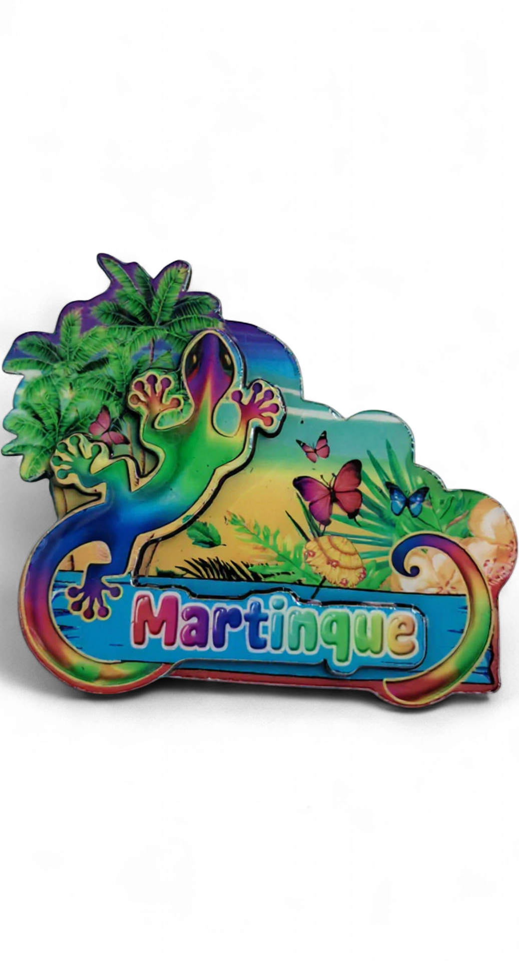 [15318] Magnet MDF plage parasol étoile de mer et lézard