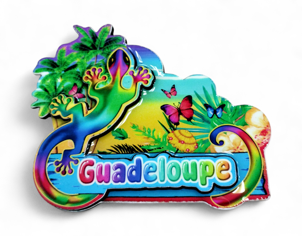 Magnet MDF plage parasol étoile de mer et lézard