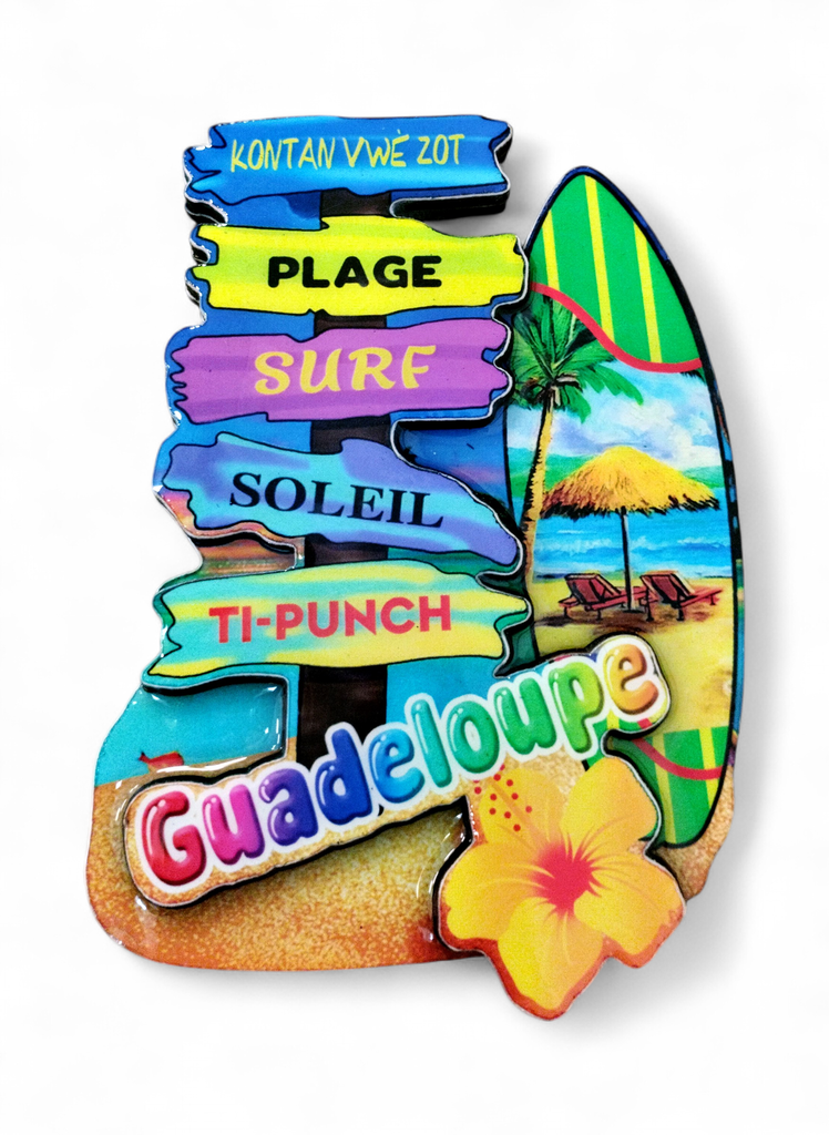 Magnet MDF - Panneaux de directions et planche de surf paysage