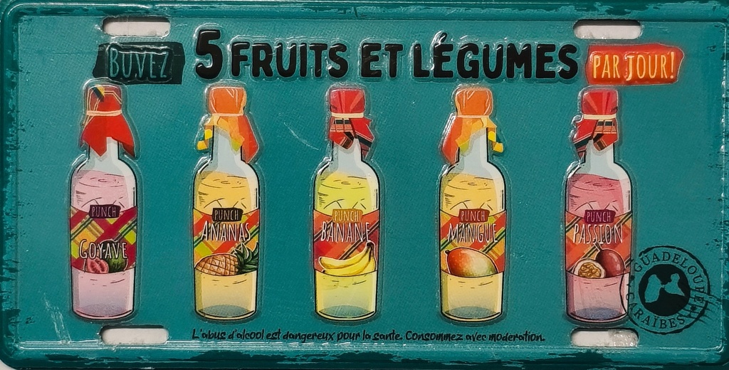 Magnet Plaque - Buvez 5 Fruits et Légumes par jour