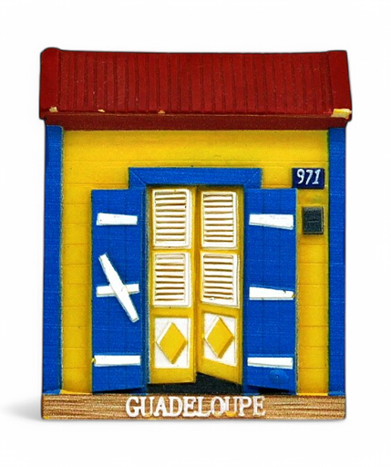 [15003] Magnet Resine Case Creole Jaune Et Bleu