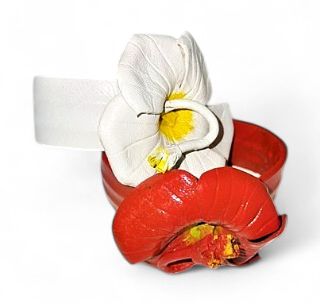 [23029] Bracelet Cuir Fleur Mix Couleurs