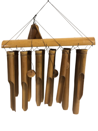 [47002] Carillon Bambou Naturel Double 40 Cm