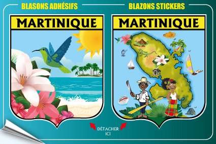 [63555] Cp Stick MQ Double Blason Vert/Bleu Martinique 002