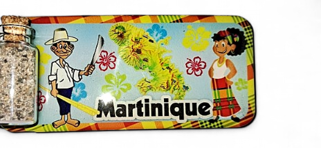 [15181] Magnet Epoxy Rectangle Avec Bouteille Carte Bordure Madras Et Coupeur De Canne