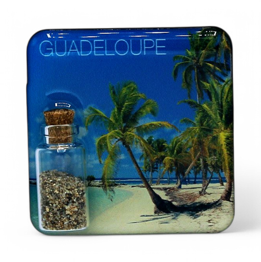 [15197] Magnet Epoxy Carré Avec Bouteille Plage Ste Anne GP