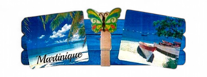 [15212] Magnet Bois 2 Photo Pince Plage Des Salines + Yoles MQ