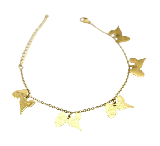 [23030] Bracelet Métal Chaine Carte Couleur Or