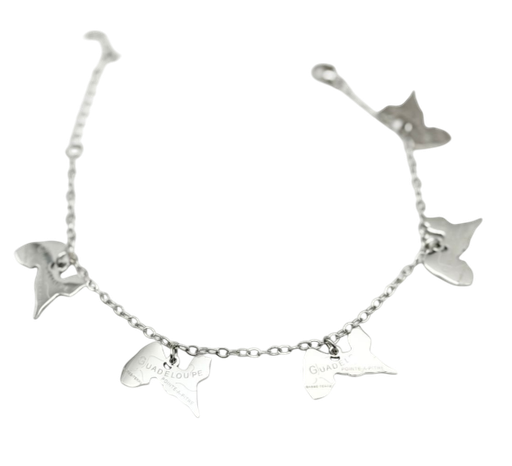 [23031] Bracelet Métal Chaine Carte Couleur Argent