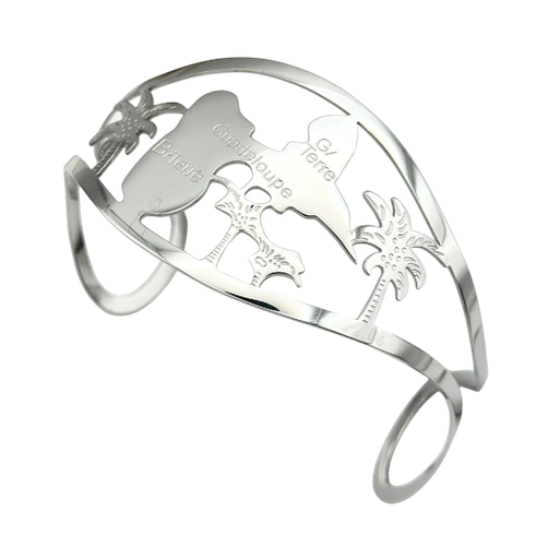 [23034] Bracelet Rigide Large Carte Couleur Argent