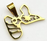 [27006] Pendentif Acier Inox Ajouré Carte et cocotier 3 Cm Or