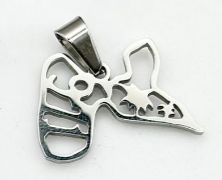 [27003] Pendentif Acier Inox Ajouré Carte et Cocotier 2 Cm Argent