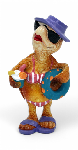 [46034] Figurine Tortue chapeaux et Cocktail
