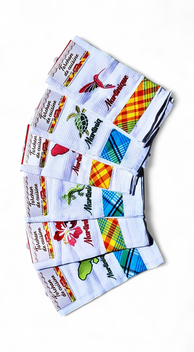 [36035] Torchon brodé avec bande madras