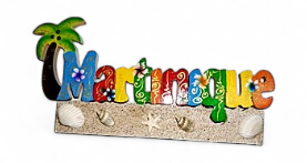 [15274] Magnet bois écriture cocotier peint + sable 