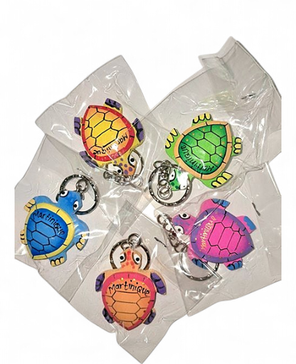 [16075] Porte-clé bois - coloré tortue