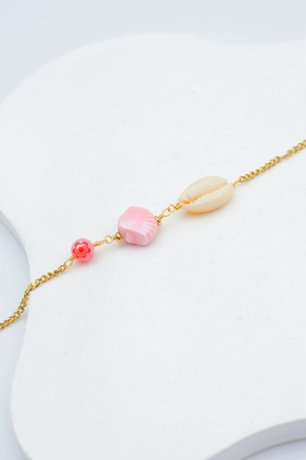 [23041] Bracelet inoxydable cauris, coquillage de couleur