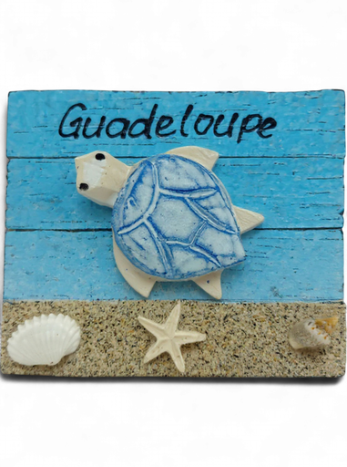 [15311] Magnet bois Tortue et coquillage sur sable
