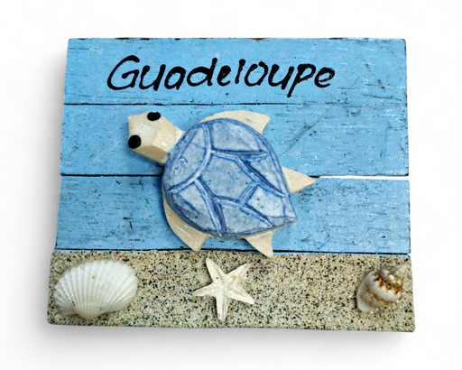 [15311] Magnet bois Tortue et coquillage sur sable