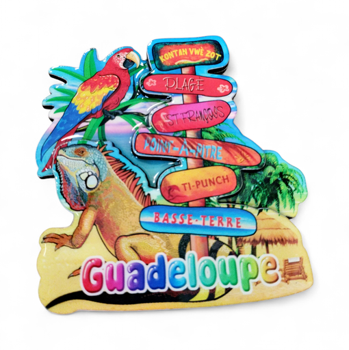 [15320] Magnet MDF - Panneaux de direction avec iguane et perroquet 