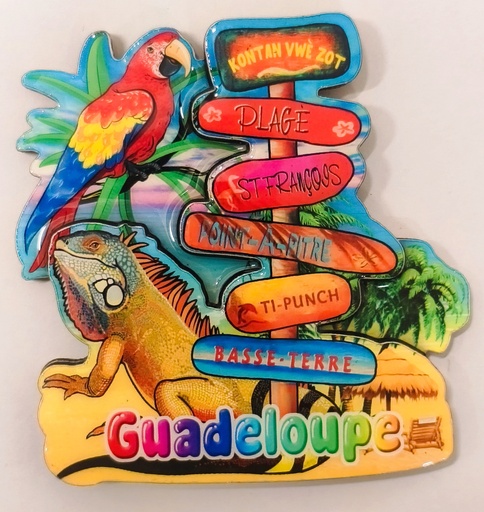 [15320] Magnet MDF - Panneaux de direction avec iguane et perroquet 