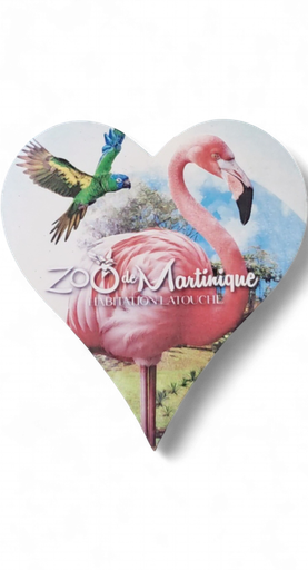 [15361] Magnet MDF Cœur - Flammant Rose et Loriquet ZDM