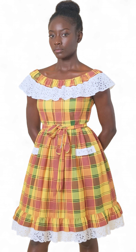 [72022] Robe enfant Guavaberry - Madras 6-10 ans Rima