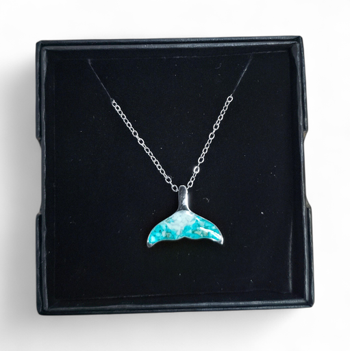 [26075] Collier Acier inoxydable Sodalite Queue de baleine sable vert turquoise