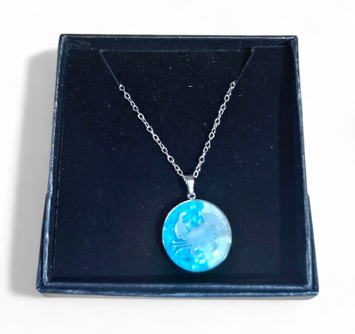 [26077] Collier Acier inoxydable Sodalite rond Crabe sable vert turquoise