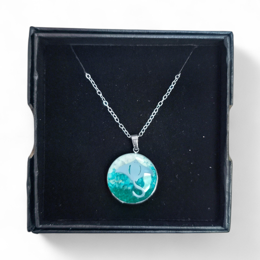 [26083] Collier Acier inoxydable Sodalite rond Ray sable vert turquoise